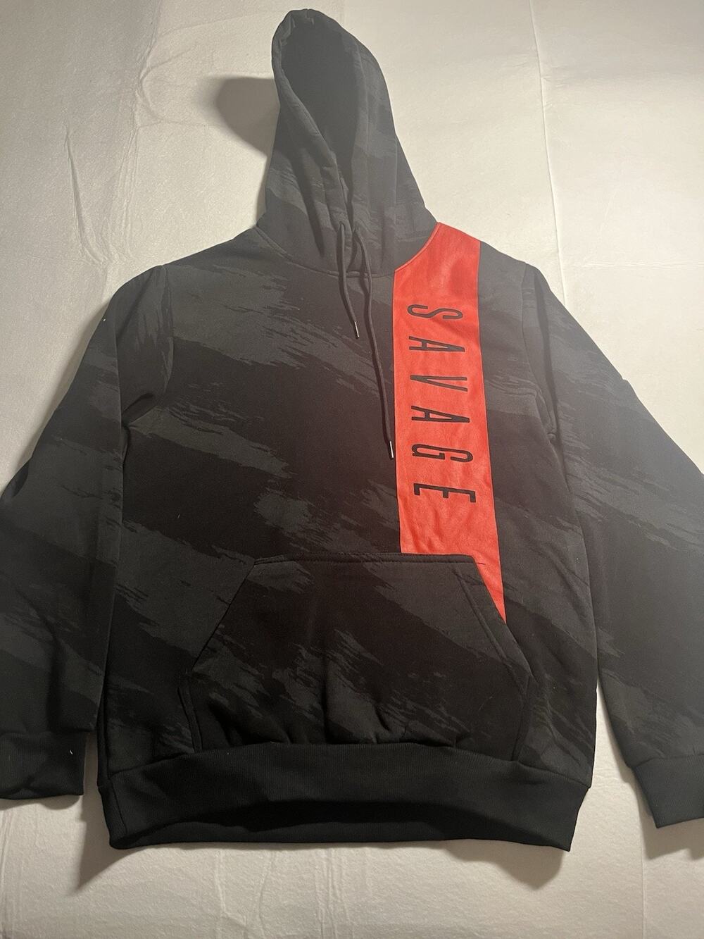 Seven Souls Savage Hoodie Mens M Black Red Camo Graphic Pullover Streetwear